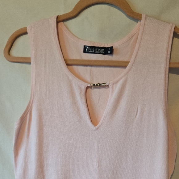 New York & Company Pink Peplum Sweater Knit Tank Top Size Small - Picture 3 of 7